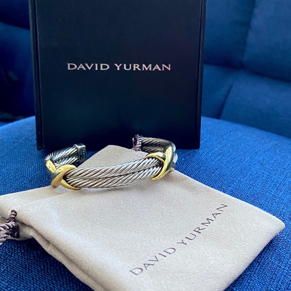 💖 David Yurman Double X Cable Cuff Bracelet 10mm